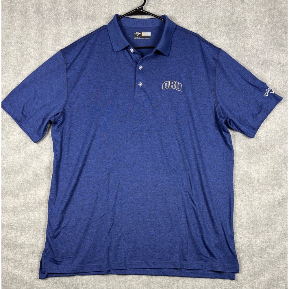 Callaway Opti-Dri Polo Shirt ORU Logo XL Blue Heathered Golf Top Mens